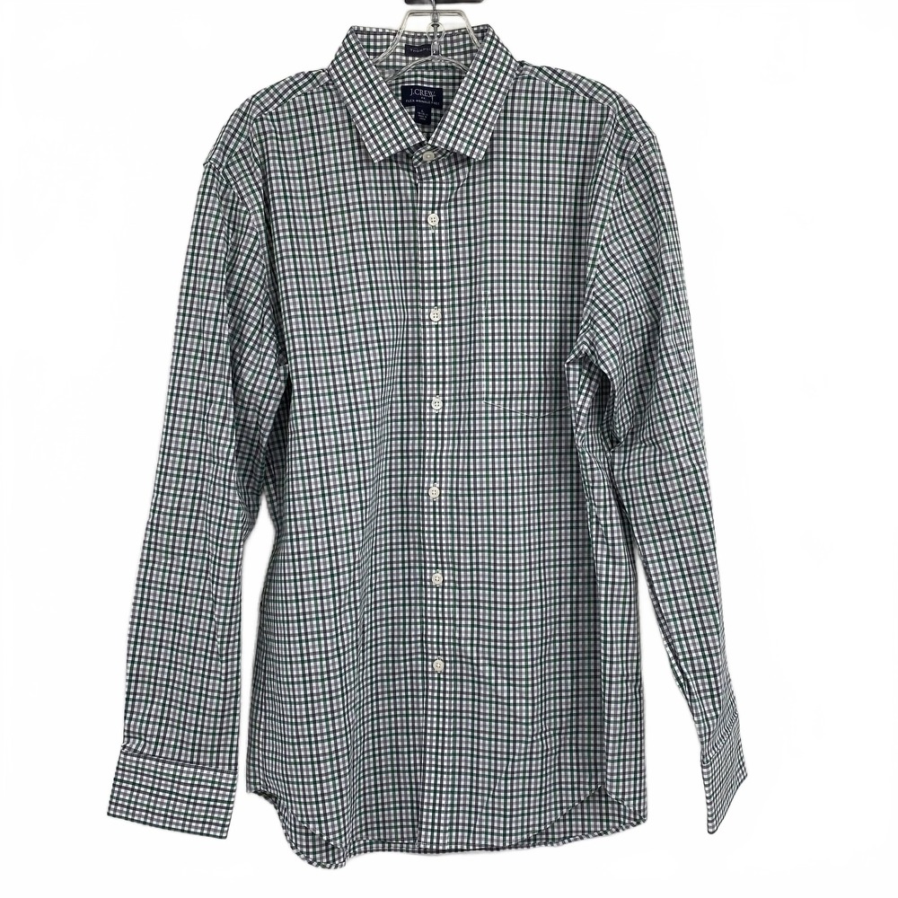 J. Crew Green Plaid Cotton Blend Button-Down | Men’s Size L